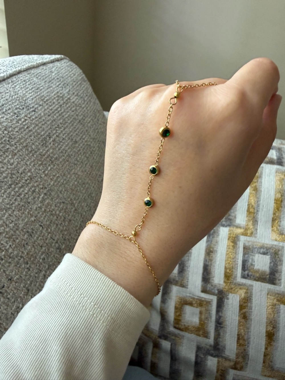 Ring Hand Chain Adjustable Bracelet 18K Gold Plated Stainless Steel Waterproof
